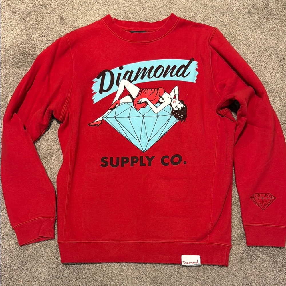 Diamond Supply Co. Red and Blue Graphic Crewneck